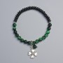 Bracelet Cat's Eye Green and Shungite, diameter 6.5mm, 6.5×3mm± (stretch), length 18cm± with metal inlays
