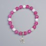 Bracelet Turmaline Rubin—Rutile and Pearls, 8mm diameter, 7.5mm+- (stretch), length 18cm+- with metal inlays