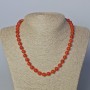 Carnelian Necklace, Natural Stone, Smooth Round Bead, diameter 8mm, length 45-47cm