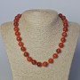 Carnelian Necklace with natural stone, smooth beads, 12mm diameter, length 45-49cm