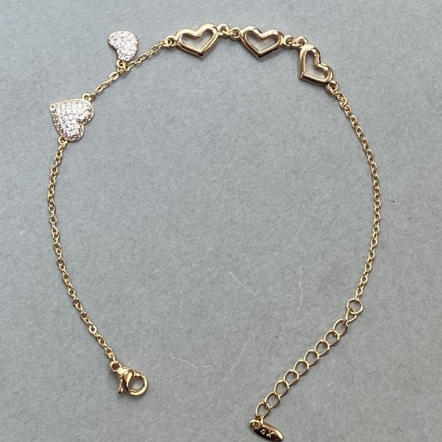 Bracelet "Heart" Xuping Gold Plating 18K, length 18x21 cm ±, thickness 1.5 mm with rhinestones
