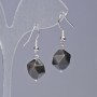 Earrings with Silver Obsidian Natural Stone Multiradiate, diameter 10x12mm+-, length 32mm+-
