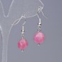Rhodonite Earrings Natural Stone Multisided, 9×10mm diam.±, length 31mm±