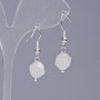 Earrings Pink Quartz Natural Stone Gemstone, Multifaceted, diameter 9x10mm+-, length 31mm+-