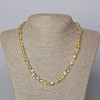 Opal Glass Necklace Yellow Holographic Chameleon Smooth Bead, diameter 6.5mm, length 45-48cm