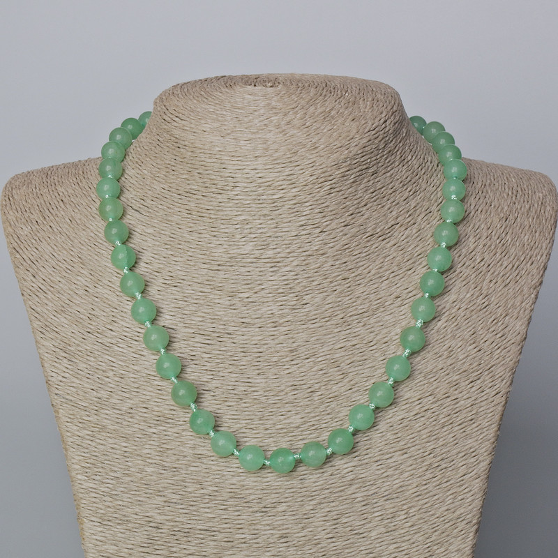 Necklace Jade Natural Stone Smooth Bead, diameter 8.5mm, length 45-47cm