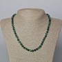 Necklace Green Cat's Eye Natural Stone Smooth Bead, diameter 6.5mm ±, length 45-49cm ±