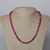 Red Cat's Eye Bead Necklace, Natural Stone, Smooth Round Beads, 6.5mm diameter, length 45-49cm