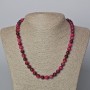 Necklace Raspberry Cat's Eye natural stone smooth bead, diameter 8.5mm±, length 45–49cm+
