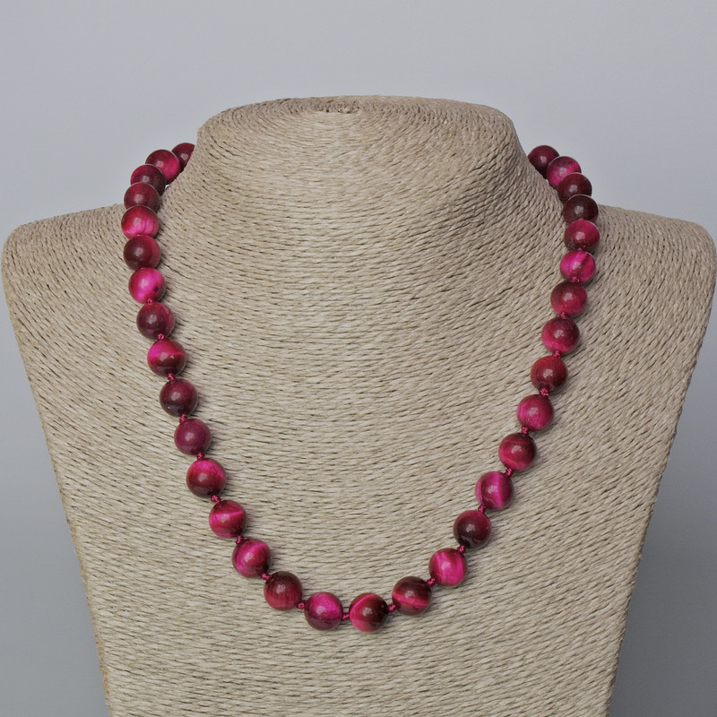 Malachite Cat's Eye Necklace natural stone smooth bead, 10.5mm diameter, length 45-49 cm