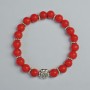 Bracelet Coral (pressed) smooth bead, diameter 8mm± (stretch), length 18cm± with metal insets