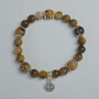 Bracelet Yellow Petersite smooth bead, diameter 8mm, 10mm+- (stretch), length 18cm+- with metal inserts