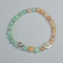 Bracelet Tonovaned Quartz and Amazonite Smooth Bead, diameter 6mm, 8mm± (stretch) - length 18cm± with metal inserts