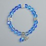 Bracelet with blue opal glass, transparent, 8mm diameter ± (stretch), length 18cm ± with metal insets