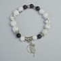 Bracelet with Purple Cat's Eye and Chalcedony, diameter 10.5mm, 8mm± (stretch), length 18cm± with metal inserts