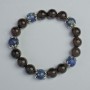 Bracelet Lapis Lazuli and Garnet Smooth Bead, diameter 10mm± (stretch), length 18cm± with metal accents