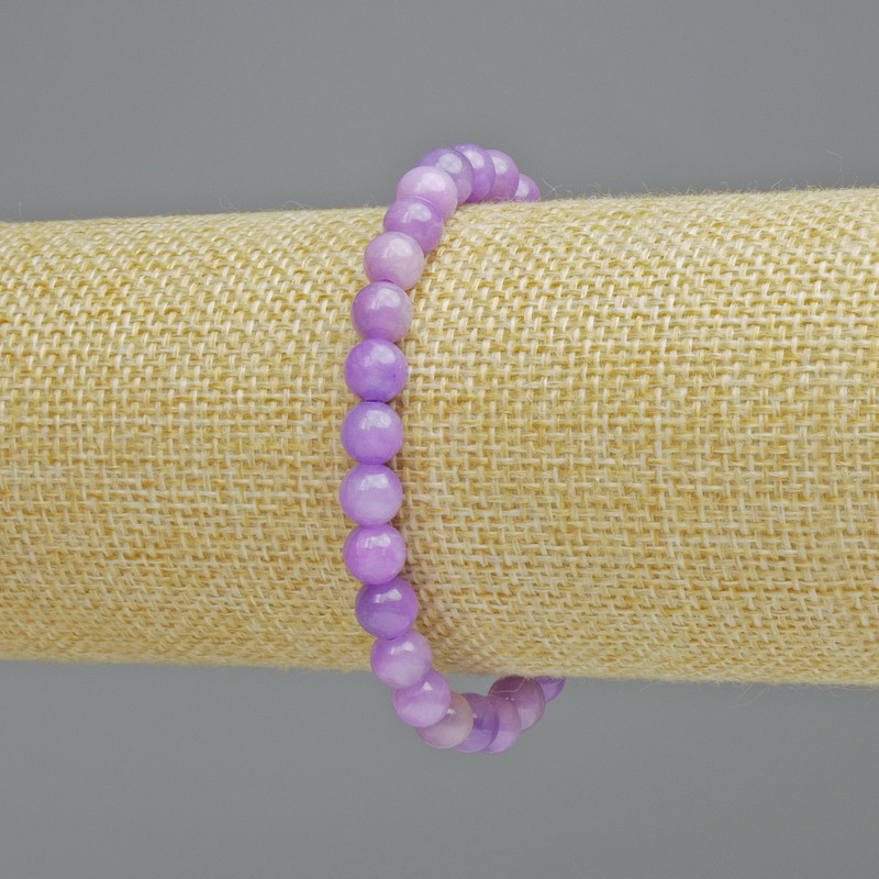 Bracelet Amethyst (artificial acrylic) smooth bead, diameter 6.5 mm± (stretch), length 18cm+