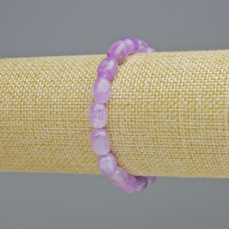 Bracelet Lavender Amethyst natural stone faceted, 7x10 mm plus-minus, 5mm+- (stretch), length 18 cm+