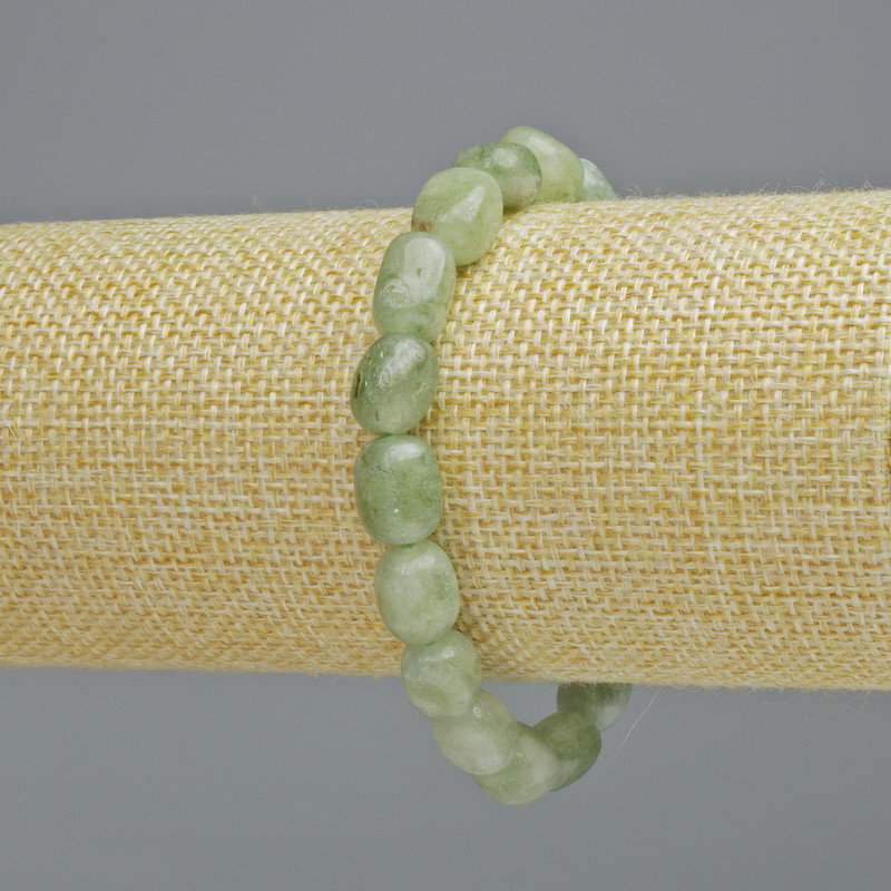 Bracelet Jadeite natural stone faceted, diameter 7x11mm± (stretch), length 18cm+