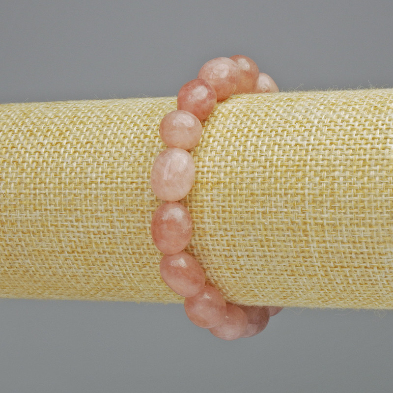 Strawberry Quartz Bracelet natural stone faceted, diameter 9x12mm+- (stretch), length 18cm+
