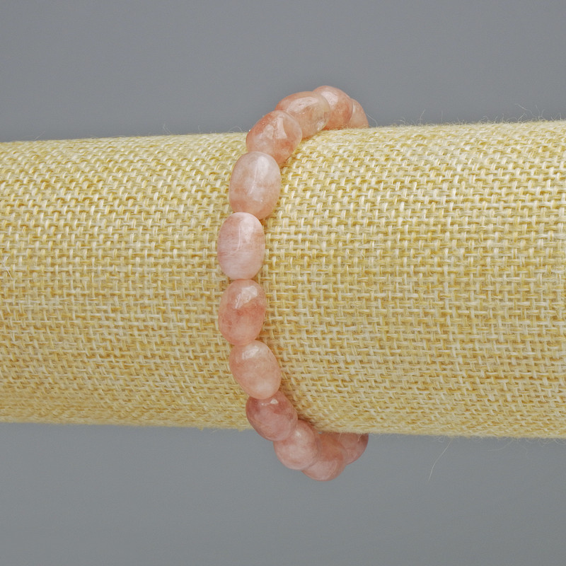 Strawberry Quartz Bracelet, natural stone tumbled, diameter 7x10, 5mm± (stretch), length 18cm+