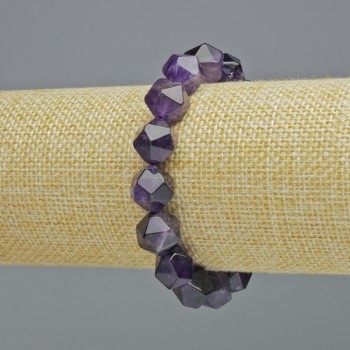 Amethyst bracelet natural stone multifaceted, diameter 10, 5x12mm± (stretch), length 18cm+