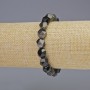 Bracelet, Silver Obsidian Natural Stone, Multifaceted Beads 8.5x10mm± (stretch), length 18cm+