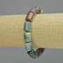 Bracelet Green Jasper Natural Stone Cylinder, diameter 10x14mm ± (stretch), length 18cm+
