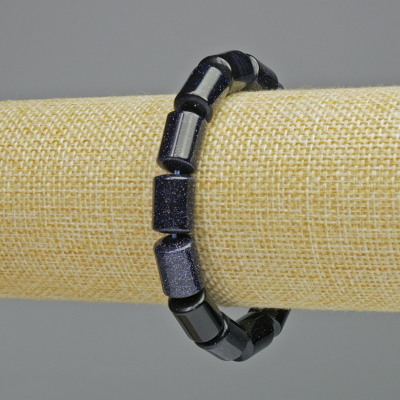Bracelet Aventurine Night of Cairo (synthetic) cylinder, diameter 10x13, 5mm± (stretch), length 18cm+