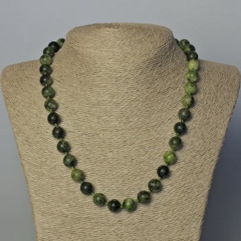 Necklace with Natural Diopside, smooth round beads, 10mm diameter, length 45-49cm