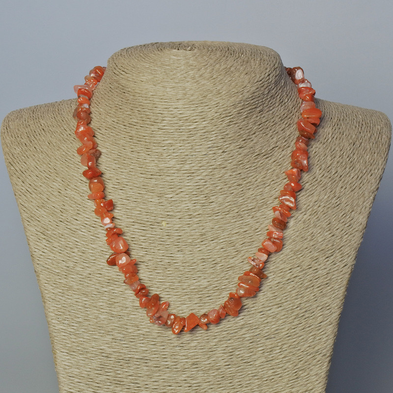Carnelian Necklace with Natural Stone Chips, 8x4mm, Length 45-47cm