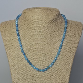 Aquamarine Bead Necklace (individual) smooth bead, diameter 6mm±, length 45-49cm±