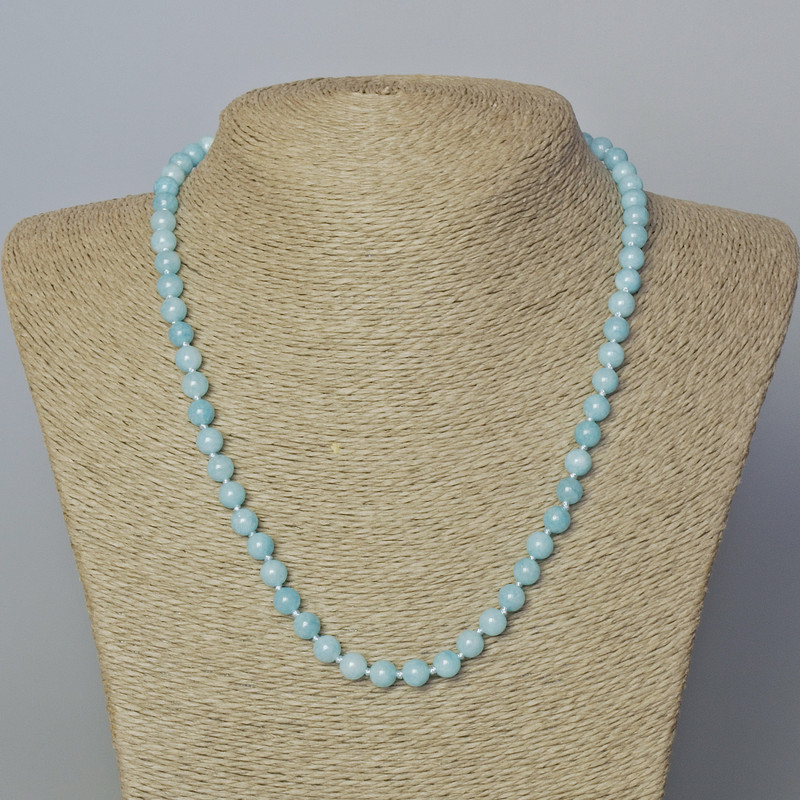 Aquamarine Beads Smooth Round 6.5mm, length 45-49cm