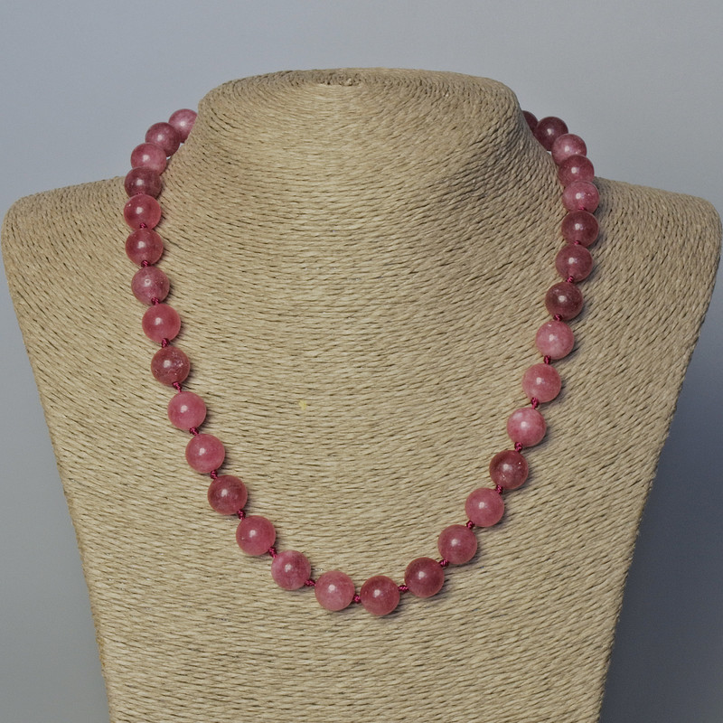 Tourmaline Rubyelit Natural Stone Smooth Bead Necklace, diameter 10.5mm, length 45-49cm