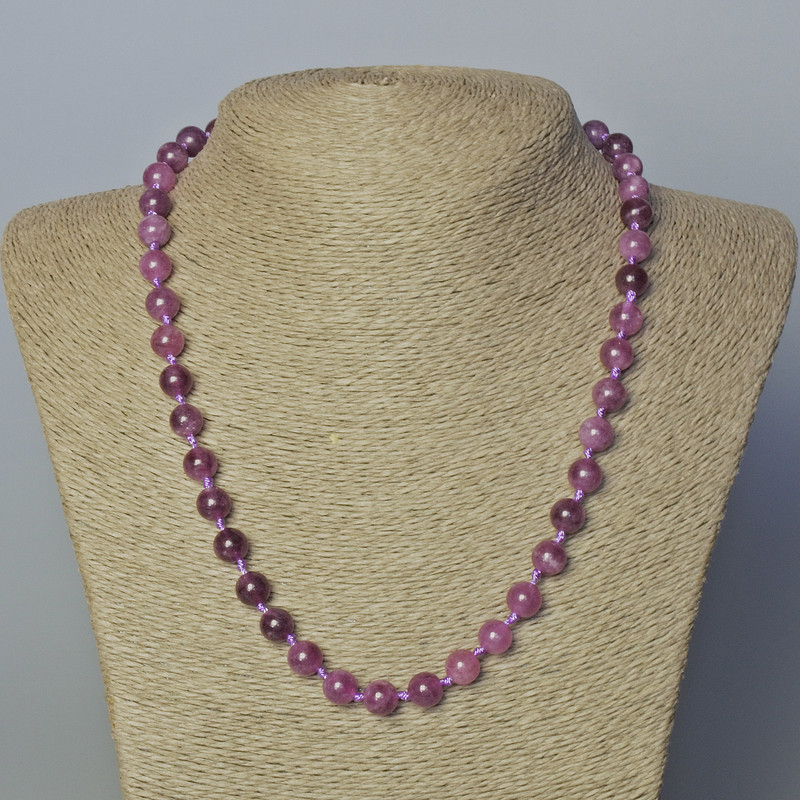 Tourmaline Rubellite Necklace natural stone smooth beads, diameter 8mm±, length 45-50cm±