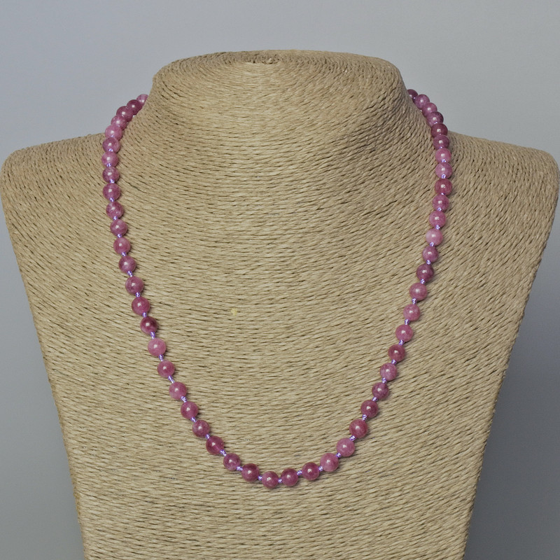 Turmaline Rubellite Beads Natural Stone Smooth Round Bead 6mm Diameter, Length 45-49cm