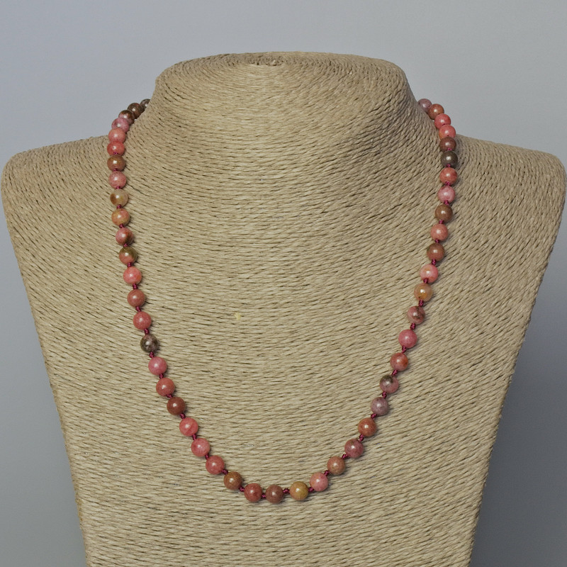Rhodonite Beads Natural Stone Smooth Round Bead 6mm Diameter, 45-50cm Length