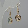 Earrings Hematite "Tree" chameleon color, diameter 12.5×4.5 mm ± golden earhook