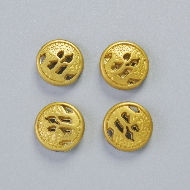 Hematite Bead, matte golden color, diameter 12x4.5 mm ± (4 pcs)