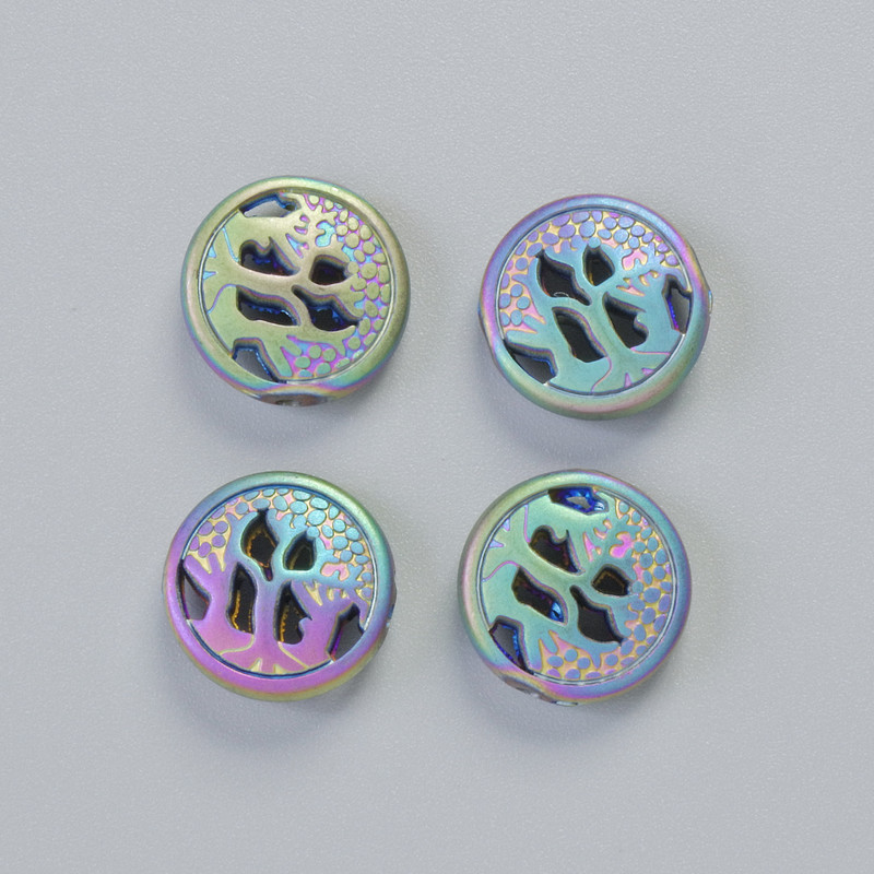 Hematite Bead Color Matte Chameleon, diameter 12x4.5mm± (4 pcs)