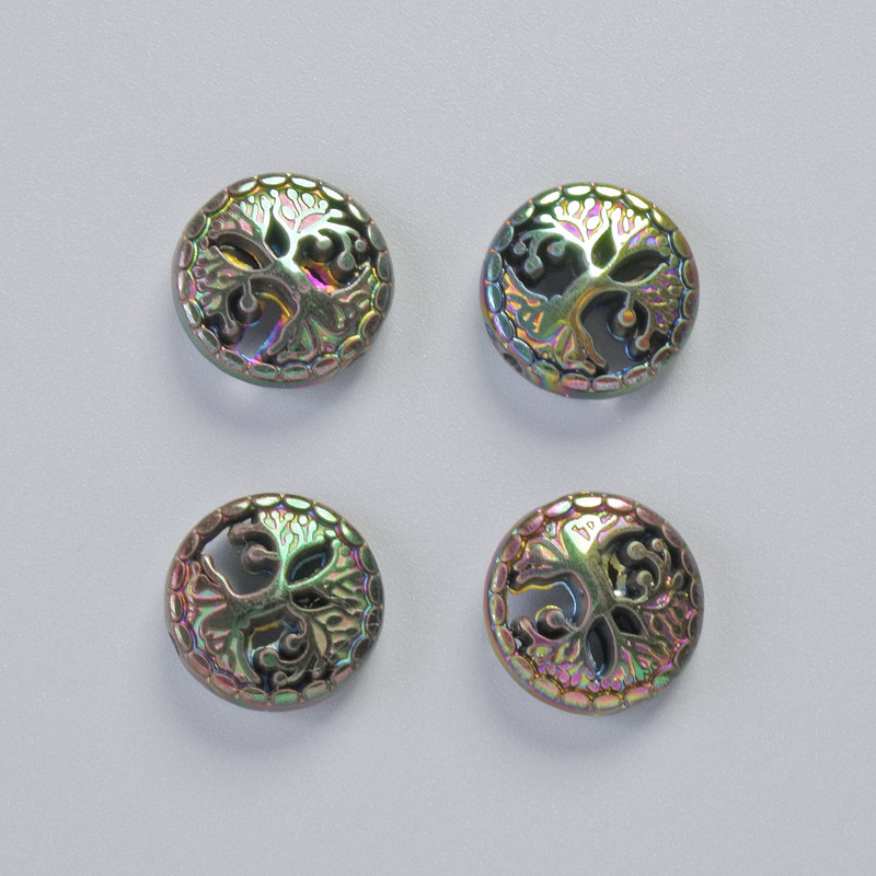 Hematite Bead "Tree" color-changing, diameter 12.5×4.5 mm ± (4 pcs)