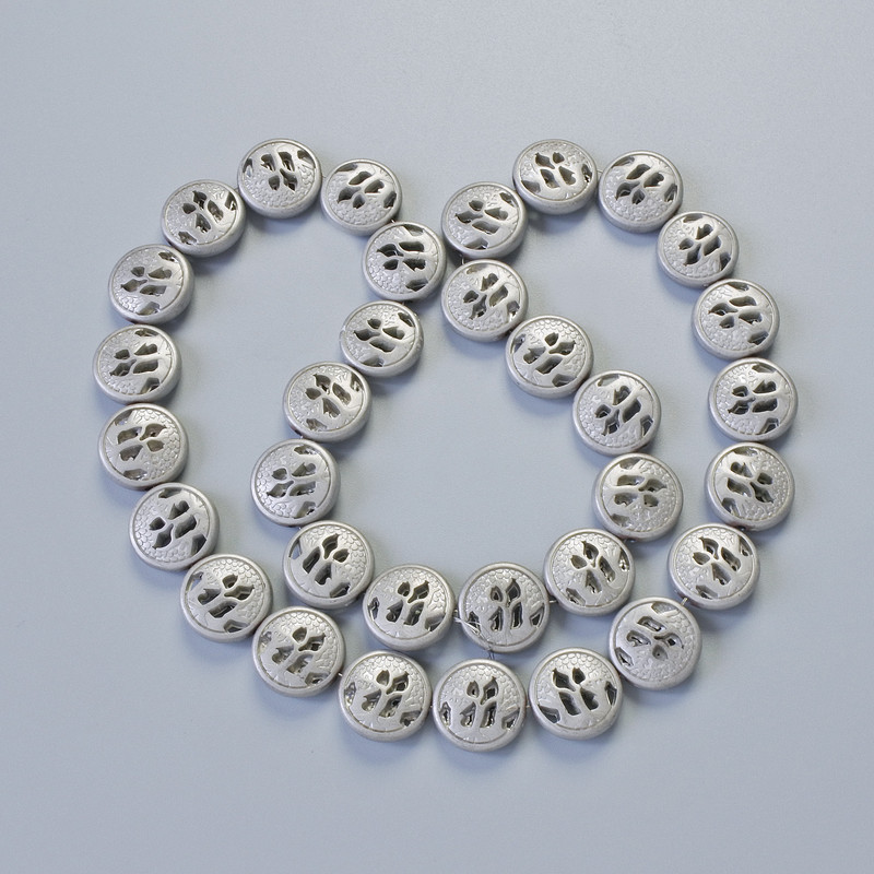 Hematite Beads Matte Silver Color, diameter 12×4.5 mm, 5mm±, length 41 cm± on thread