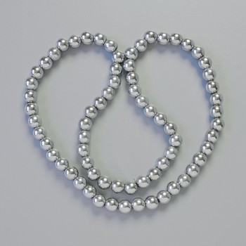 Hematite AAA Smooth Ball Beads Silver Color, 6mm diameter ±, 42cm length ± on thread