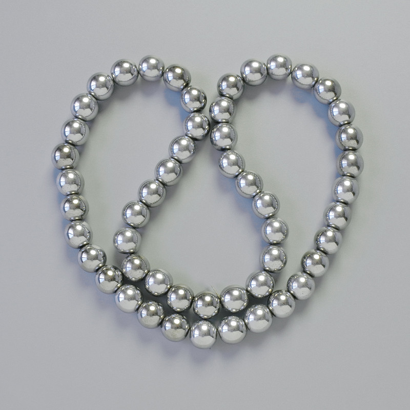 Hematite Beads AAA Round Silver Color 8mm ±, 42cm ± Necklace on Thread