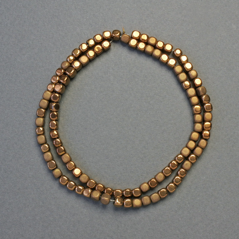 Hematite Beads Cubes Copper Matte and Glossy, 4x4 mm diameter, 40 cm necklace length
