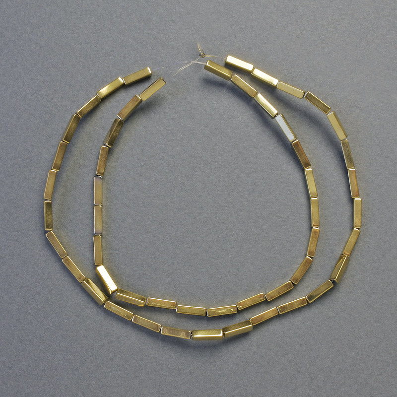 Hematite Beads Rectangular Gold Color, 8x2mm, length 41cm, strand