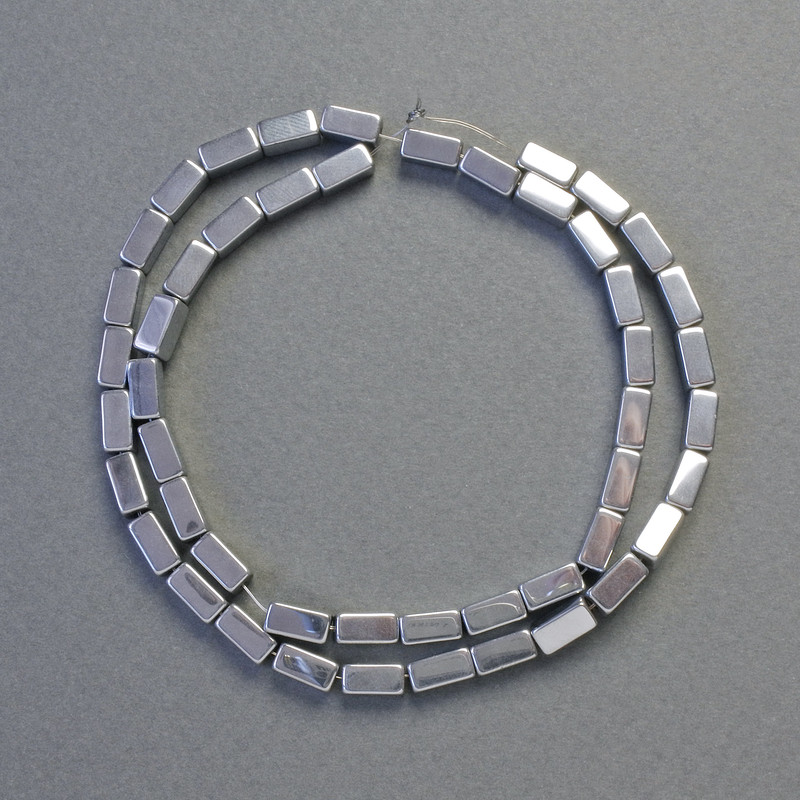 Hematite Beads Rectangular Shape Silver Color, 8x4mm diameter, 42cm string+-