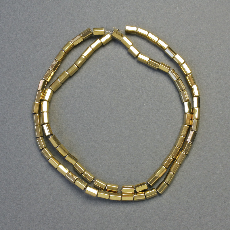 Hematite Beads Hexagon Rounded Corners Light Gold Color, 5x3 mm, 42 cm length