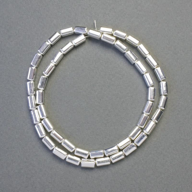 Hematite Beads—Rectangular Rounded, Silver Color, 8x4mm, length 42 cm plus-