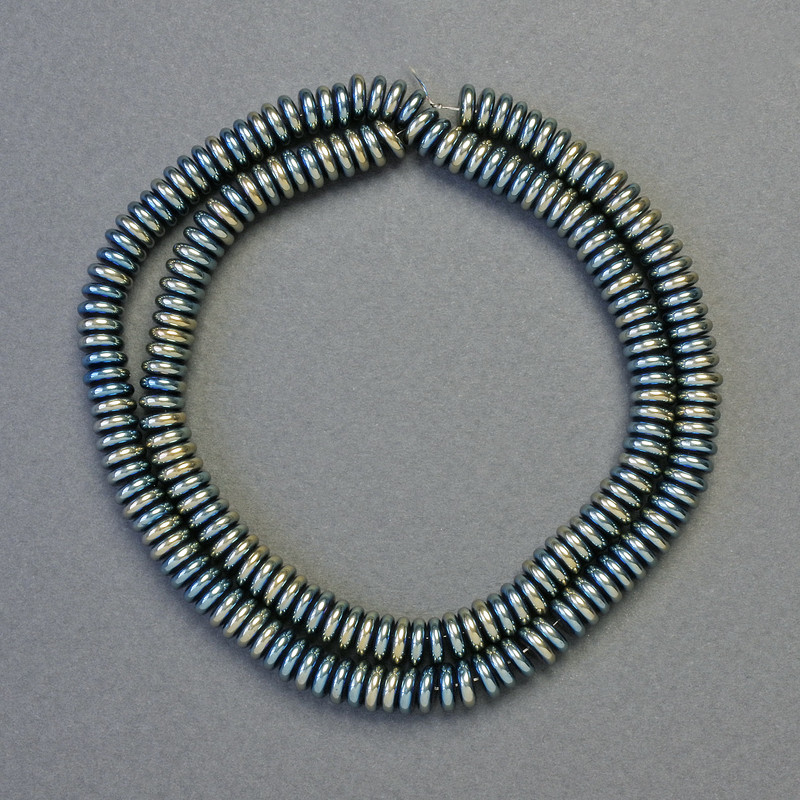 Hematite Beads Inlays Hematite Chameleon Green, 6x2mm, 42cm strand
